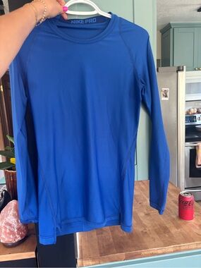 Nike Blue Pro Compression Long Sleeve Top